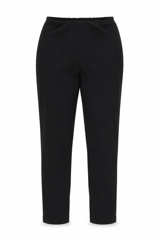 Front view of PRETTYLITTLETHING women’s black trousers, size UK 10, 27-inch leg