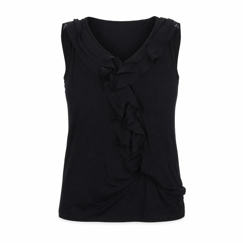 Front view of H&M women’s black basic blouse, size M