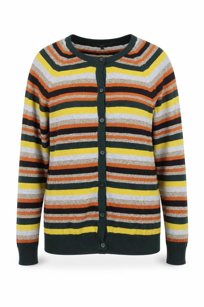Front view of Next women’s multicoloured striped cape jumper, size UK 10