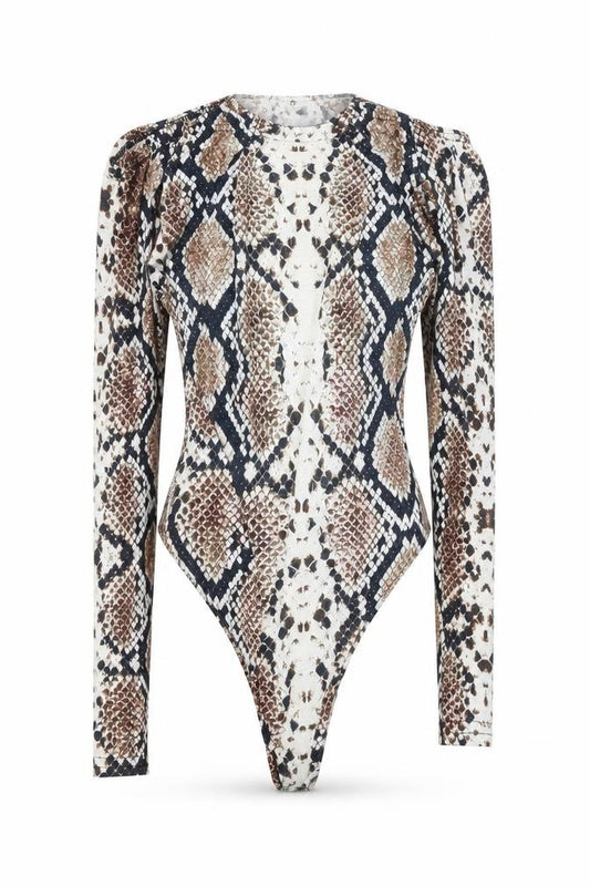 Front view of PRETTYLITTLETHING women’s white animal print playsuit one-piece, size M, 10-inch leg