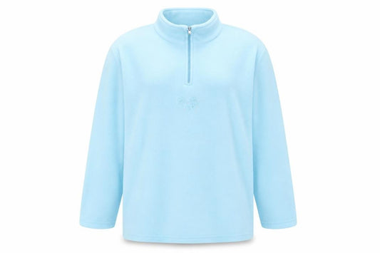 Front view of Wunder Colour women’s blue fleece jacket, size L