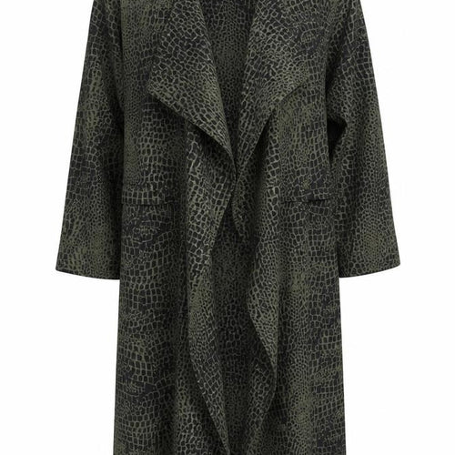 Divided Womens Green Animal Print Chiffon Overcoat Coat Size 6