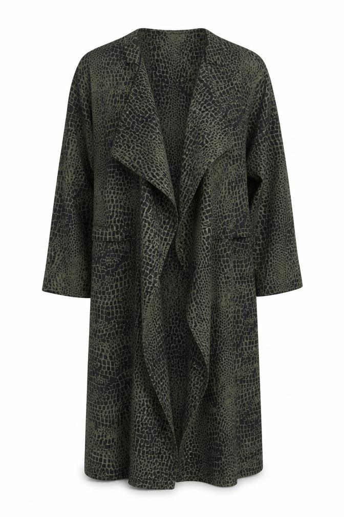 Divided Womens Green Animal Print Chiffon Overcoat Coat Size 6