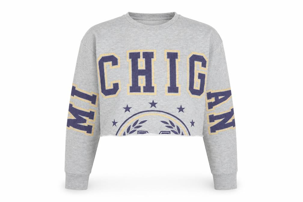 Front view of Candy Couture girls’ grey pullover sweatshirt, size 9, years - michigan