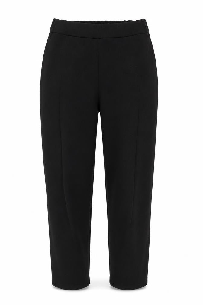 Front view of Preworn women’s black trousers, size S, 23-inch leg