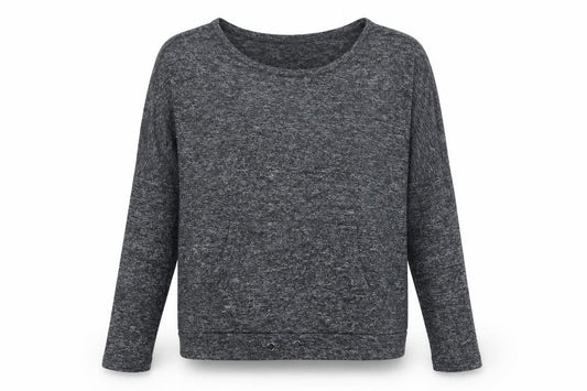Front view of Atmosphere women’s grey pullover sweatshirt, size UK 12