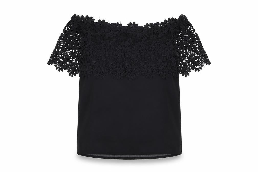 Preworn Womens Black Floral  Basic Blouse Size L