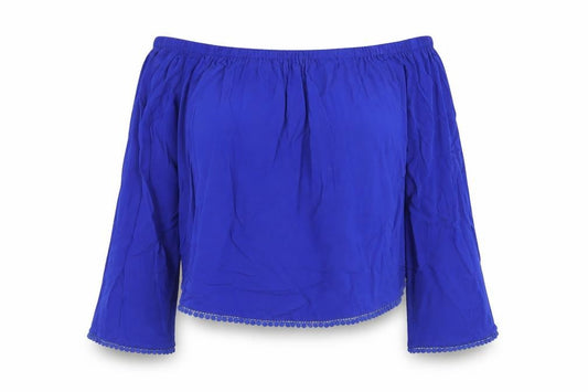 Front view of New Look women’s blue basic blouse, size UK 8