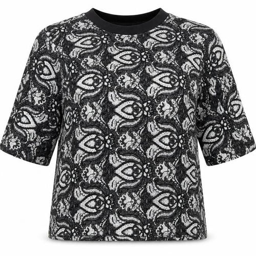 Topshop Womens Black Floral  Basic T-Shirt Size 8
