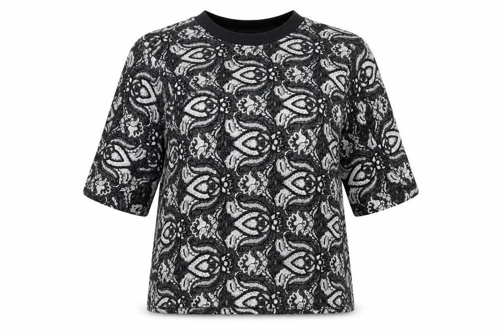 Topshop Womens Black Floral  Basic T-Shirt Size 8