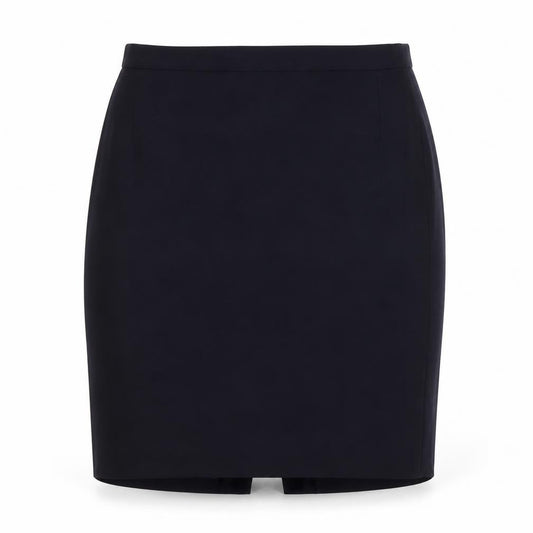 Front view of Preworn women’s blue straight & pencil skirt, size UK 30, in