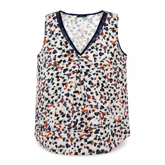 Front view of Papaya women’s white animal print chiffon camisole tank, size UK 8