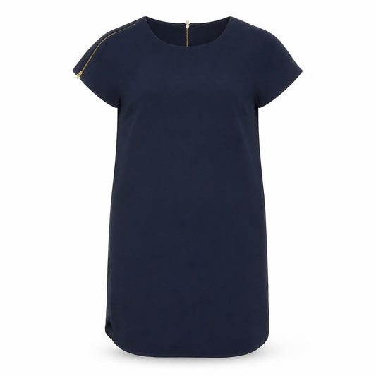 Front view of Atmosphere women’s blue chiffon t-shirt dress, size UK 12