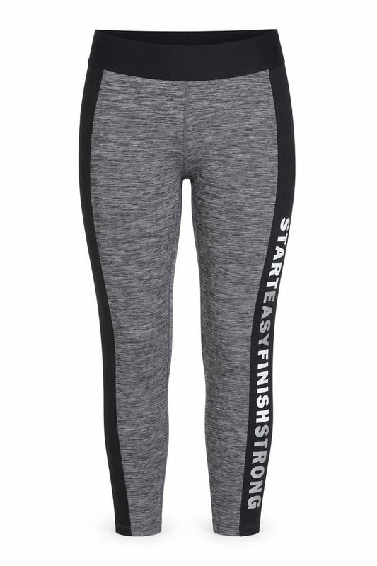Front view of H&M women’s grey pedal pusher leggings, size S, 26-inch leg