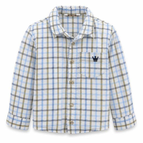 M&Co Boys White Check  Basic Button-Up Size 2-3 Years