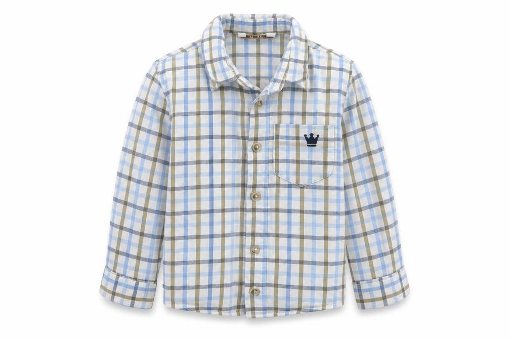 M&Co Boys White Check  Basic Button-Up Size 2-3 Years