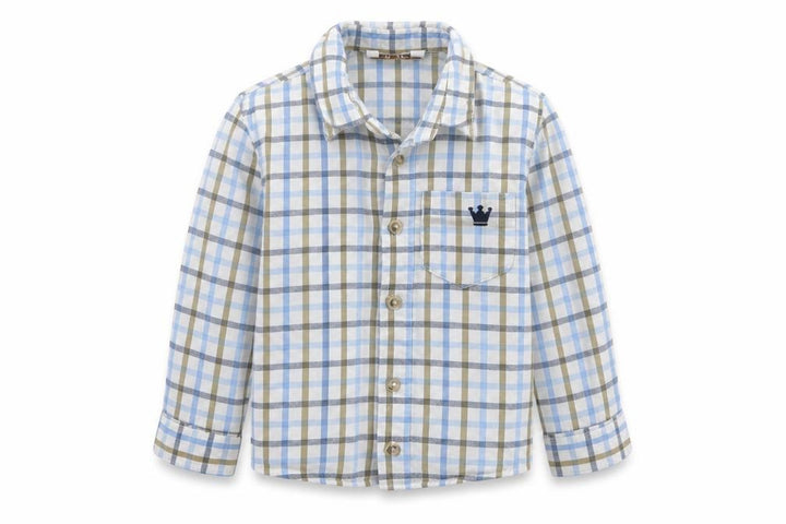 M&Co Boys White Check  Basic Button-Up Size 2-3 Years