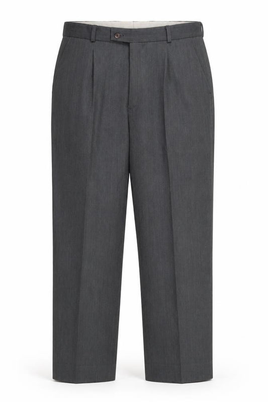 Front view of Burton men’s grey rayon dress pants trousers, 30-inch leg