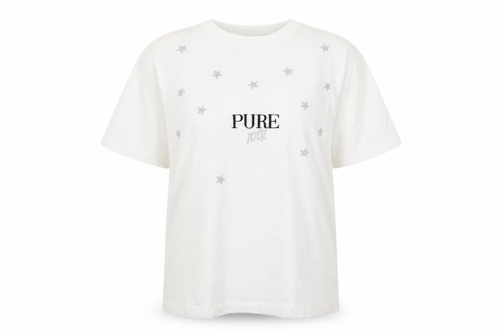 bavardage Womens White   Basic T-Shirt One Size  - pure 100% life