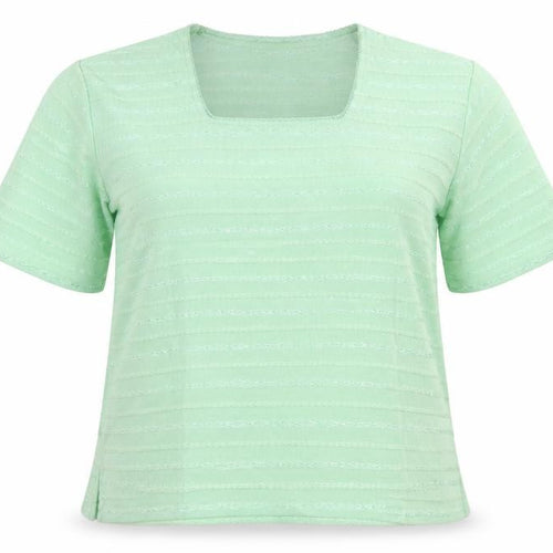 Icecube Womens Green Striped  Basic T-Shirt Size XL