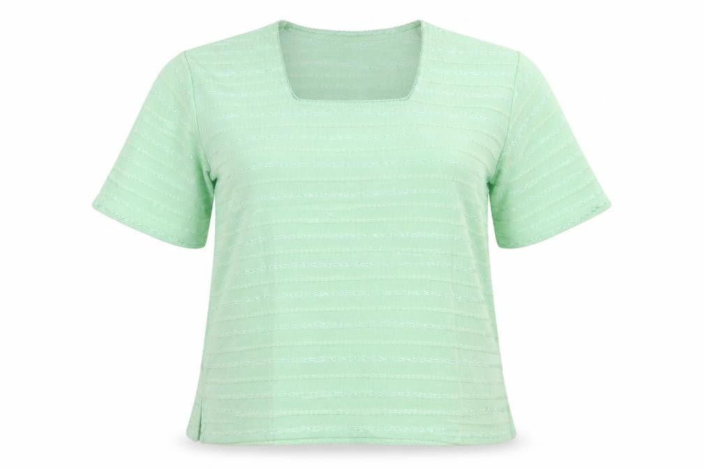 Icecube Womens Green Striped  Basic T-Shirt Size XL