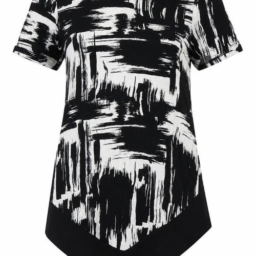 TU Womens Black Striped  Basic T-Shirt Size 8