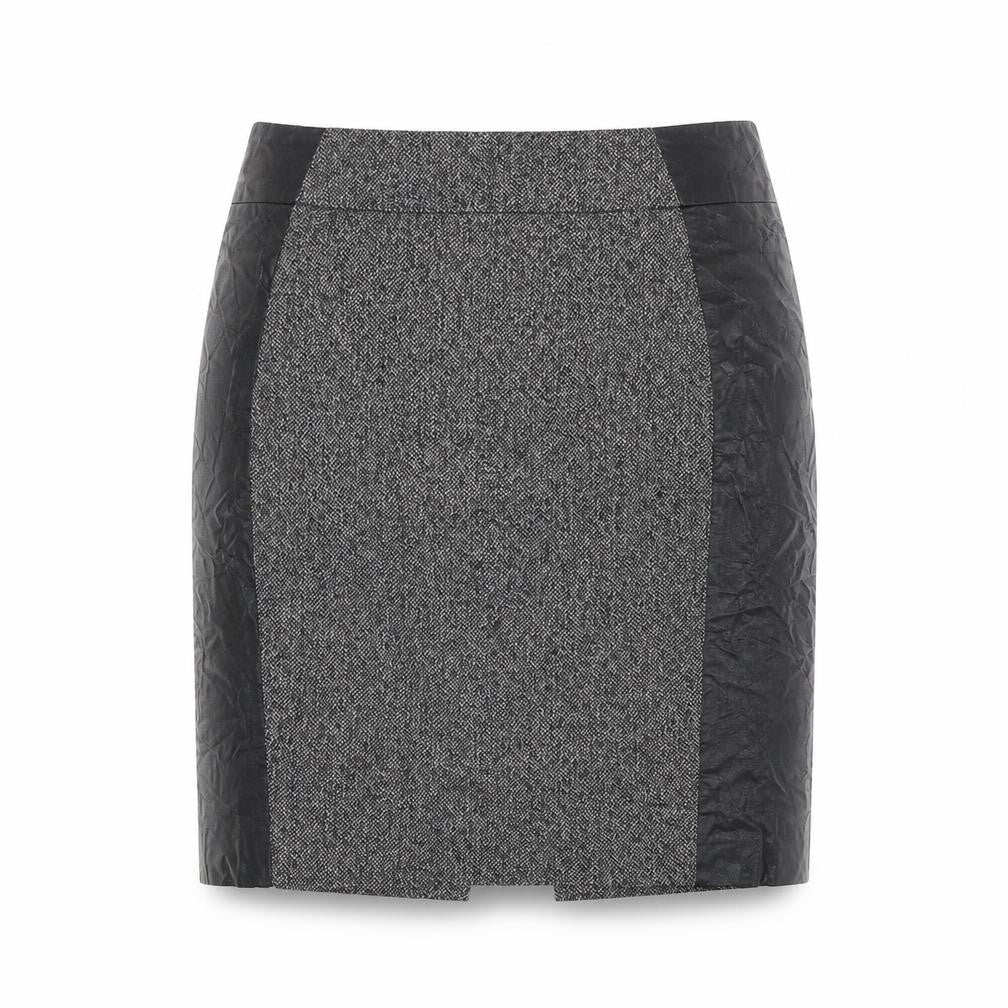 Front view of H&M women’s black herringbone straight & pencil skirt, size UK 10