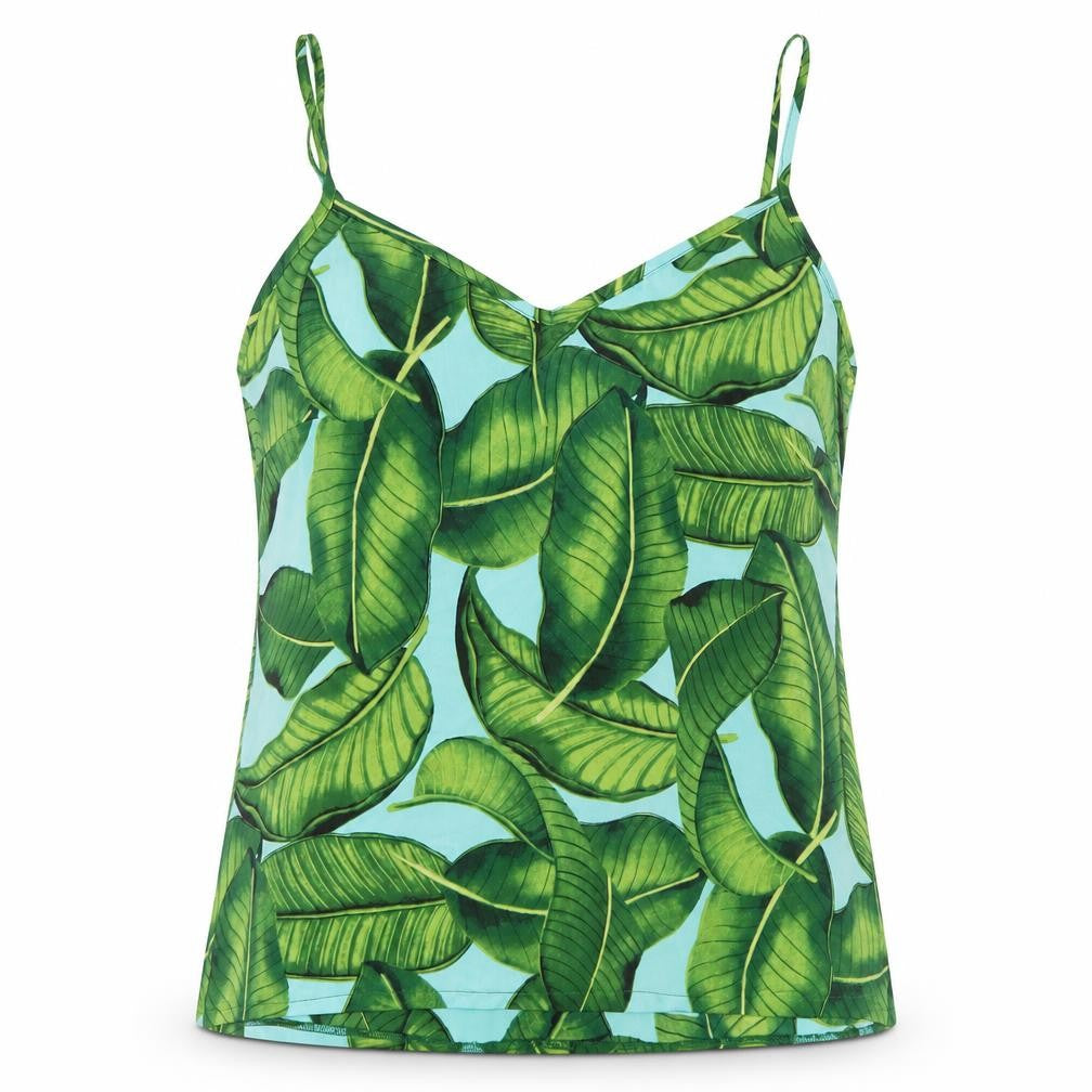Matalan Womens Green Geometric Satin Cami Pyjama Top Size 10