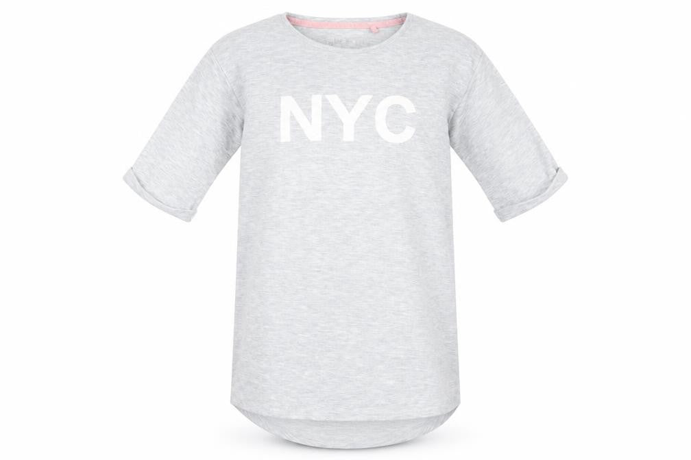 Front view of Next girls’ grey geometric cami pyjama top, size 9, years - nyc