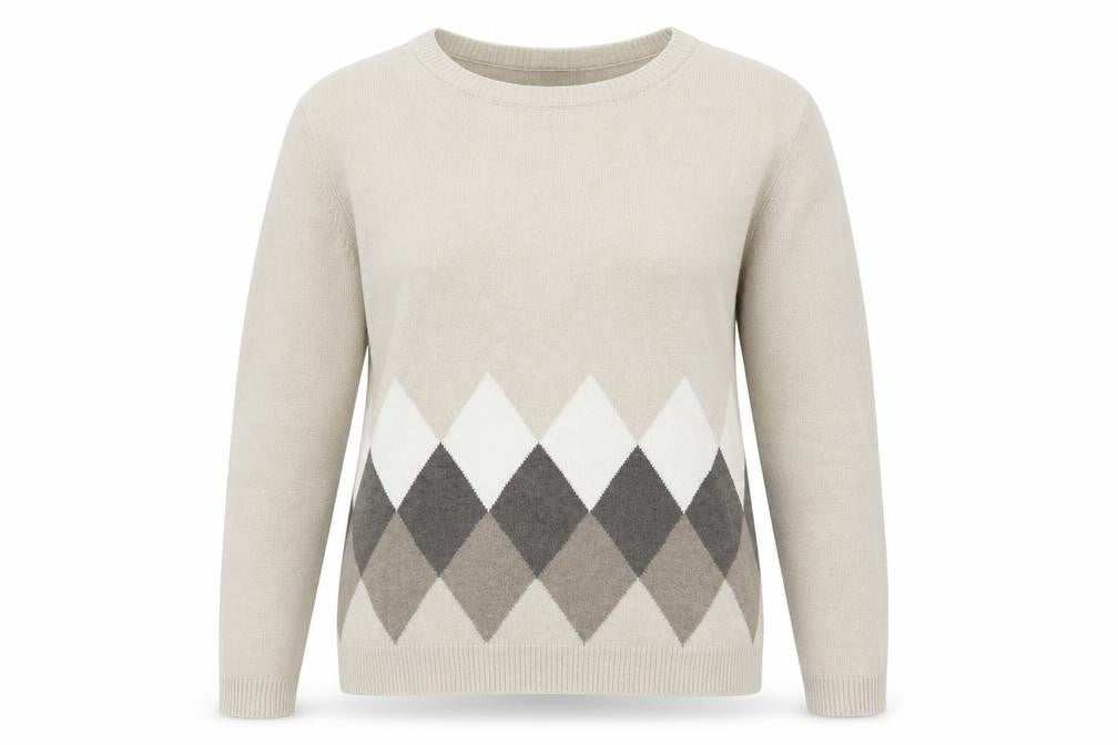 Cotswold Womens Beige Argyle/Diamond  Pullover Jumper Size M