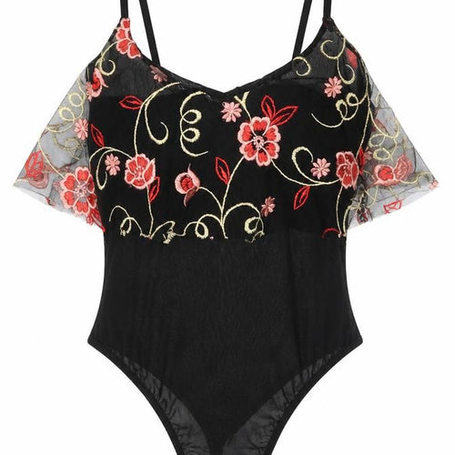 Missguided Womens Black Flecked Lace Bodysuit One-Piece Size 4