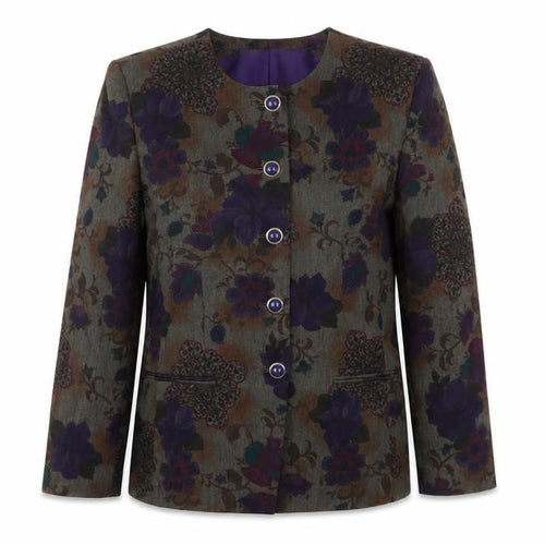 Kasper Womens Purple Floral Rayon Jacket  Size 12
