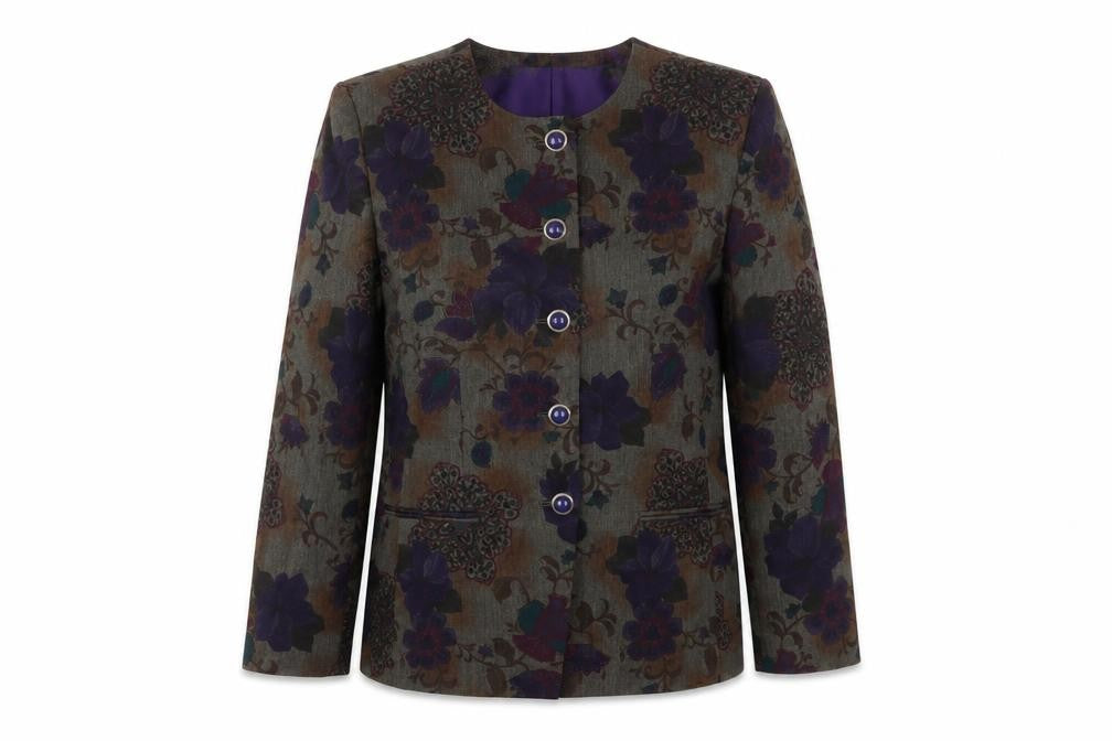 Kasper Womens Purple Floral Rayon Jacket  Size 12