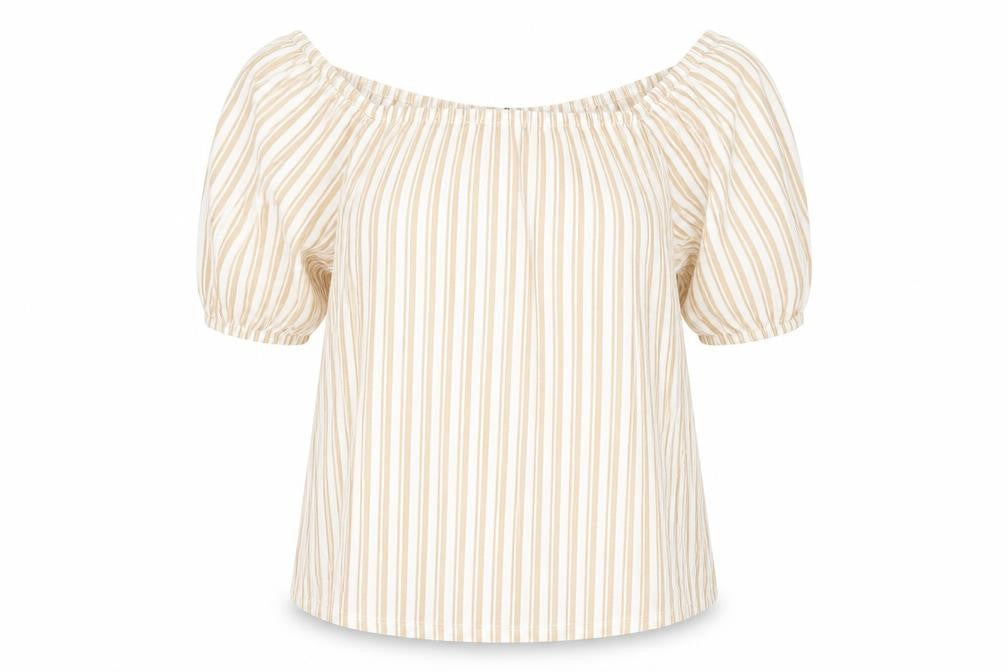 F&F Womens Beige Striped  Basic Blouse Size 10