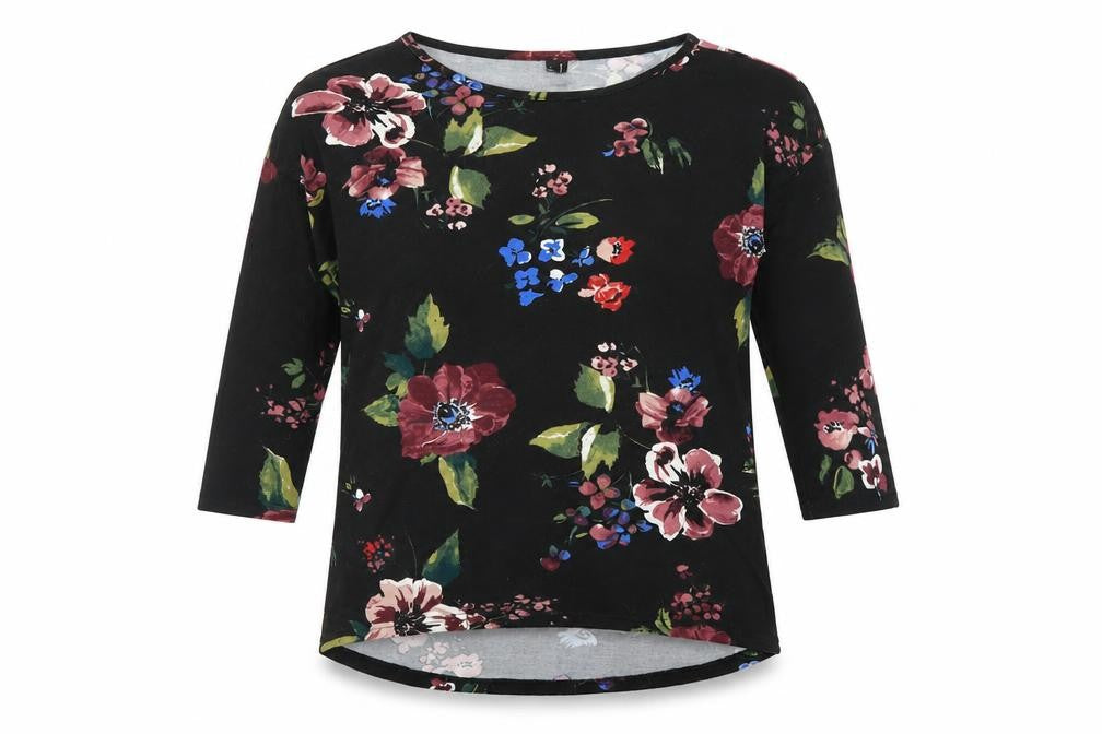 VERO MODA Womens Black Floral  Pullover Jumper Size M
