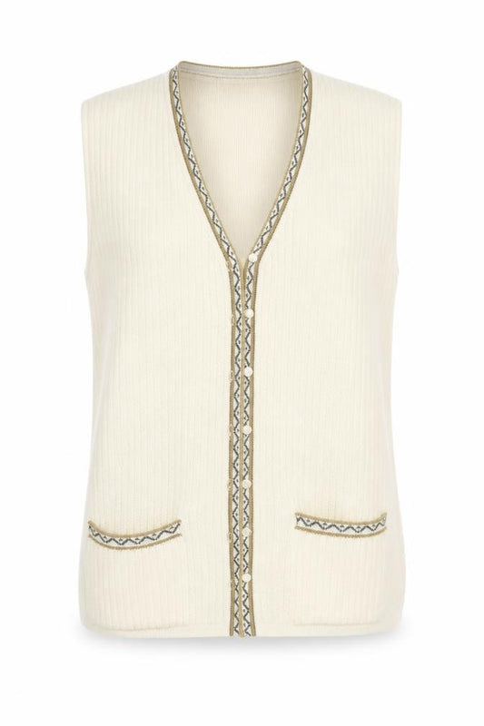Front view of Klassique women’s yellow cardigan jumper, size S