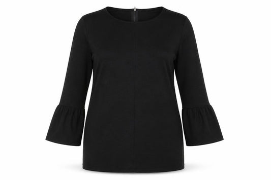 Front view of Casual Collection women’s black t-shirt dress, size UK 10