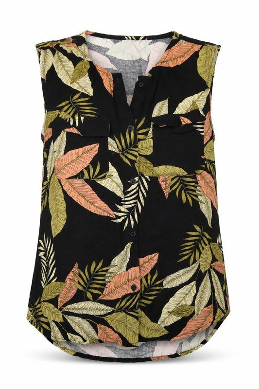 Front view of Studio women’s black basic button-up, size UK 12