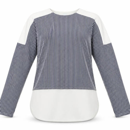 blue vanilla Womens Blue Striped  Pullover Sweatshirt Size 8