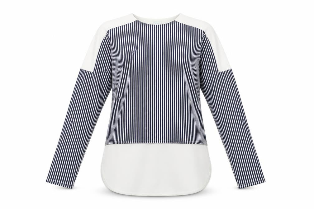 blue vanilla Womens Blue Striped  Pullover Sweatshirt Size 8