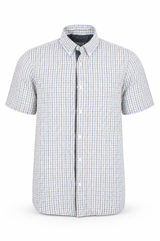 Easy Mens Blue Check   Button-Up Size S