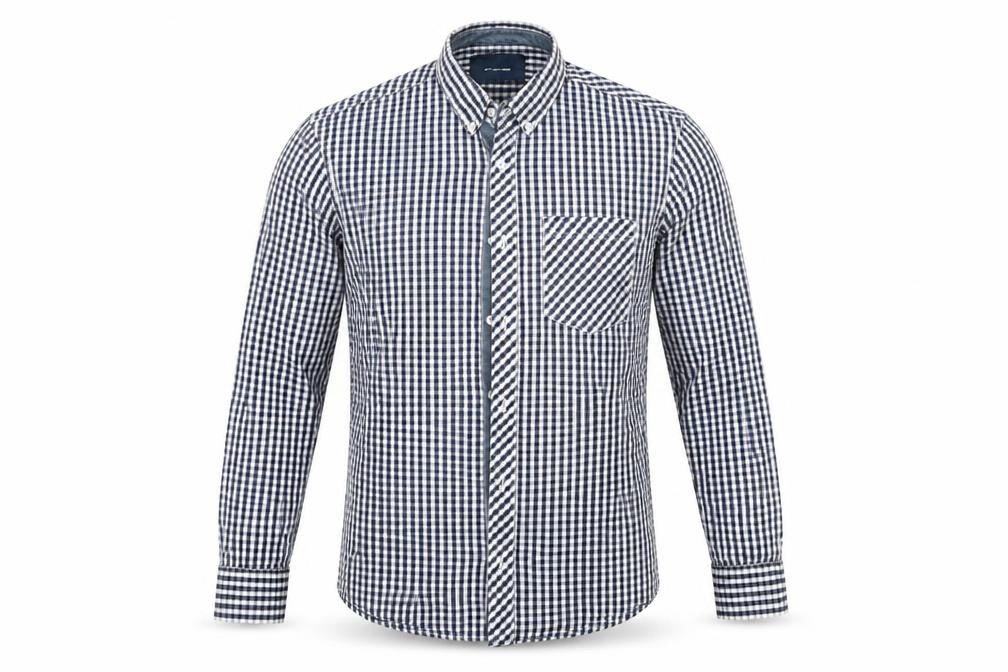 Diverse Mens Blue Check   Button-Up Size M