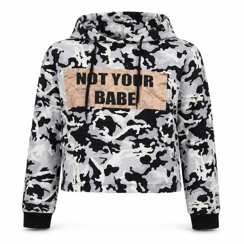 Select Womens Grey Camouflage  Pullover Hoodie Size 10  - cropped hoodie
