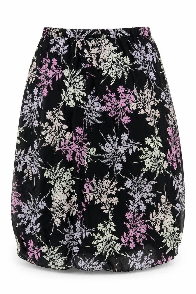 Berkertex Womens Black Floral  Skater Skirt Size 14