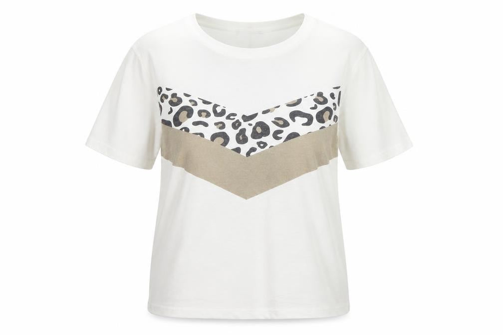 Front view of SHEIN women’s white striped jersey basic t-shirt, size S