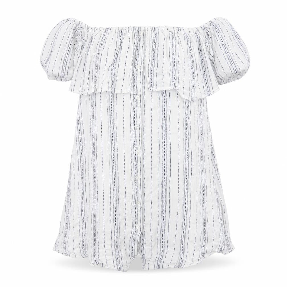 New Look Womens White Striped  Basic Blouse Size M