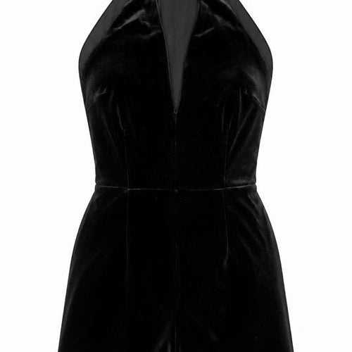 New Look Womens Black  Velour Playsuit One-Piece Size 8 L3 in