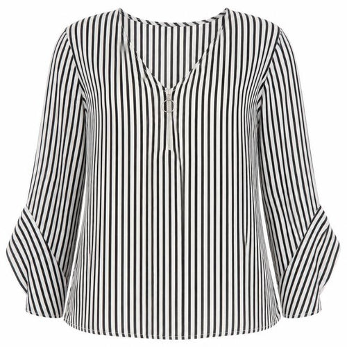 Papaya Womens Black Striped  Basic Blouse Size 10