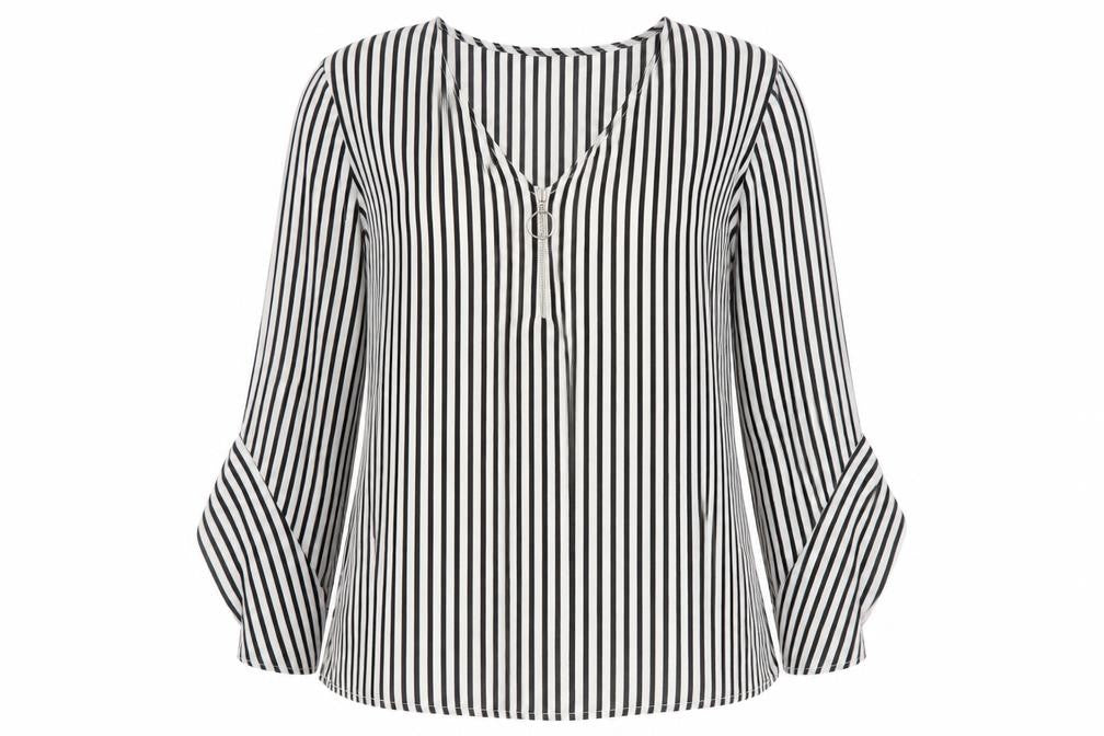 Papaya Womens Black Striped  Basic Blouse Size 10