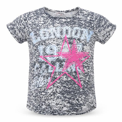 atabay Girls Blue   Basic T-Shirt Size 8-9 Years  - london